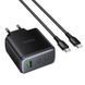 Мережевий зарядний пристрій з кабелем HOCO C160A Upgrade PD65W(2C1A) charger set(C to C) Black