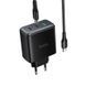 Мережевий зарядний пристрій з кабелем HOCO C160A Upgrade PD65W(2C1A) charger set(C to C) Black