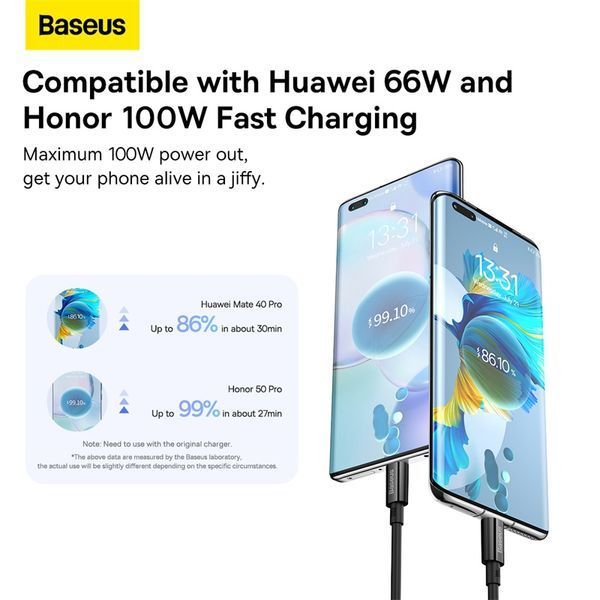 Кабель Baseus Superior Series Fast Charging Data Cable USB to Type-C 100W 2m Cluster Black