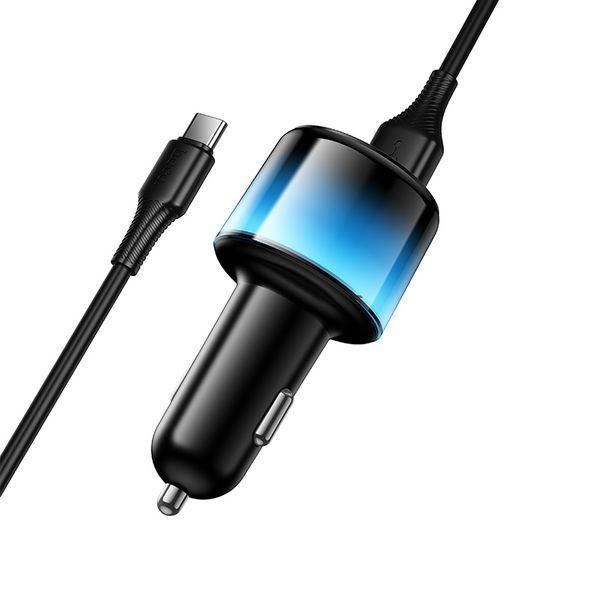 Автомобильное зарядное устройство HOCO Z69 Vivido 24W(2C2A) car charger set(Type-C) Black