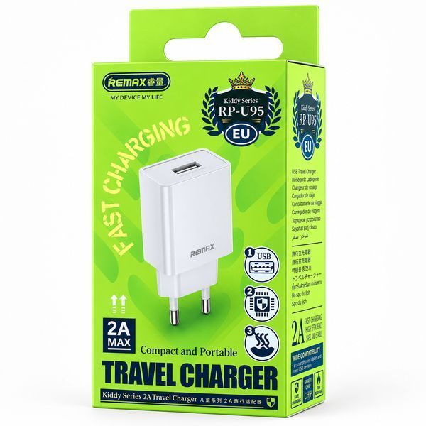 Сетевое зарядное устройство для REMAX Kiddy Series 2.4A Travel Charger RP-U95 EU-White