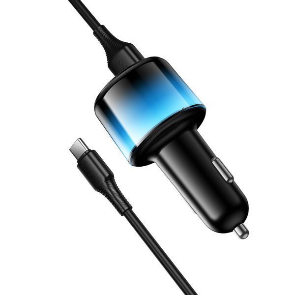 Автомобильное зарядное устройство HOCO Z69 Vivido 24W(2C2A) car charger set(Type-C) Black