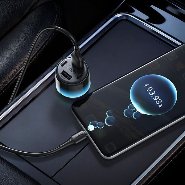Автомобильное зарядное устройство HOCO Z69 Vivido 24W(2C2A) car charger set(Type-C) Black