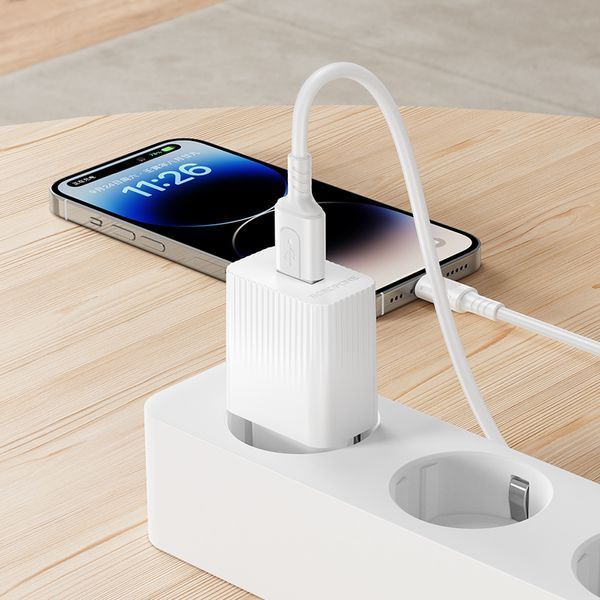 Сетевое зарядное устройство с кабелем BOROFONE BAS71A Source single-port charger set(iP) White
