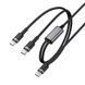 Кабель ACEFAST C22-02 USB-C to 2*USB-C 100W aluminum alloy charging data cable Black