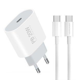 Мережевий зарядний пристрій з кабелем WUW-T79L PD 20W USB C charger with type c to type c cable