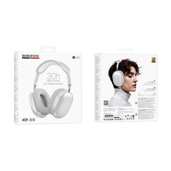 Беспроводные накладные наушники BOROFONE BO36 Tone BT headphones Silver