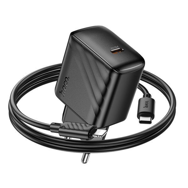 Сетевое зарядное устройство с кабелем HOCO CS24A Puerto single-port PD25W Charger Set (C to iP)(EU) Black