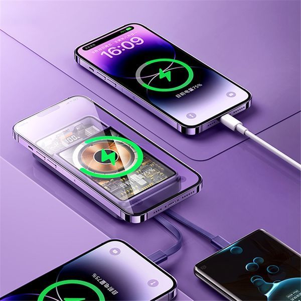 Зовнішній акумулятор REMAX Walking&middot;Phantom Series PD20W+QC22.5W Cabled Magnetic Wireless Charging Power Bank 10000mAh RPP-580 Black