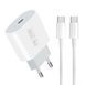 Сетевое зарядное устройство с кабелем WUW-T79L PD 20W USB C charger with type c to type c cable