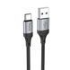 Кабель HOCO X102 USB to Type-C 3A, 1m, nylon, алюминиевые подключения, Black