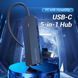 USB-хаб Vention USB-C to USB 3.0*3/RJ45/Micro-B HUB 0.15M Black ABS Type