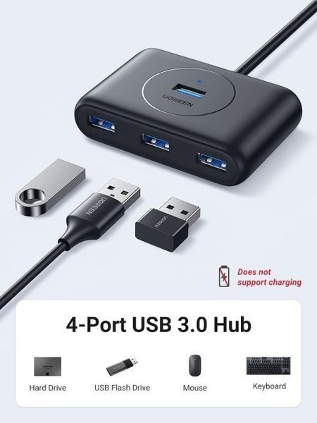 USB-хаб UGREEN CR113 USB 3.0 Hub 1m (Black) (UGR-20291)