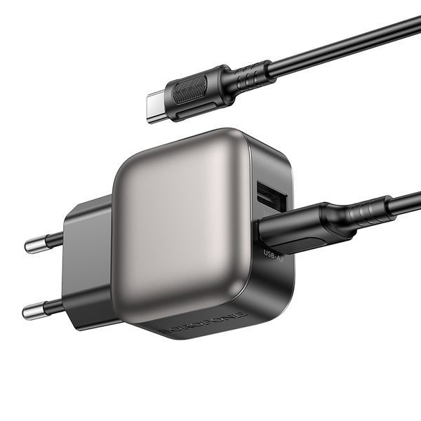 Мережевий зарядний пристрій BOROFONE BAS51A Absolute dual-port charger set(Type-C) Black