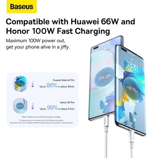 Кабель Baseus Superior Series Fast Charging Data Cable USB to Type-C 100W 2m Moon White