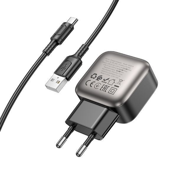 Мережевий зарядний пристрій BOROFONE BAS51A Absolute dual-port charger set(Type-C) Black