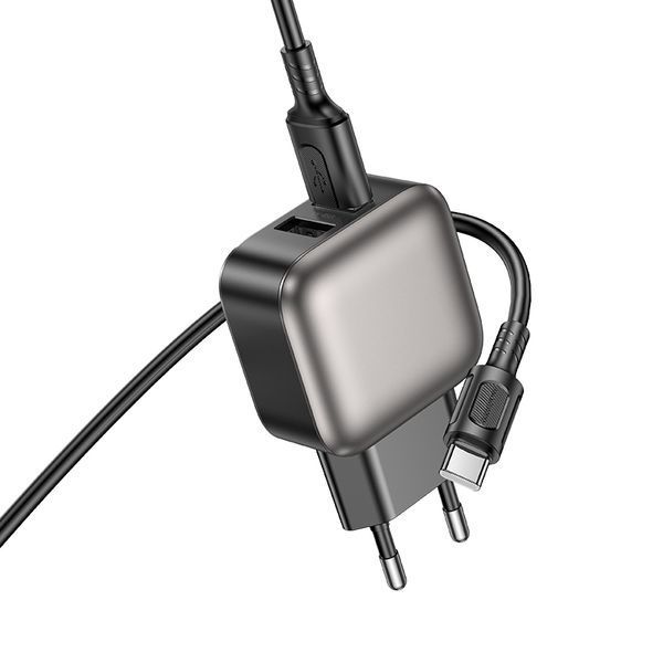 Мережевий зарядний пристрій BOROFONE BAS51A Absolute dual-port charger set(Type-C) Black