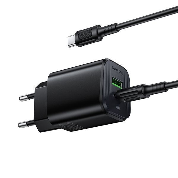 Мережевий зарядний пристрій BOROFONE BAS83A Star PD20W+QC3.0 charger set (C to C) (EU) Black