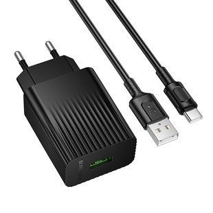 Сетевое зарядное устройство с BOROFONE BAS72A Source single port QC3.0 charger set(Type-C) Black