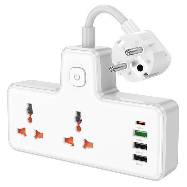 Сетевой фильтр HOCO AC12A Reise 2-position expansion socket(PD30W/1C3A) (8.5 cm) White