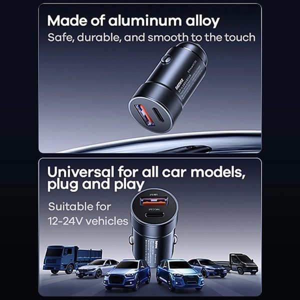 Автомобільний зарядний пристрій REMAX Tangee Series 3A 1A+1C Multi-compatible Car Charger RCC361 Black
