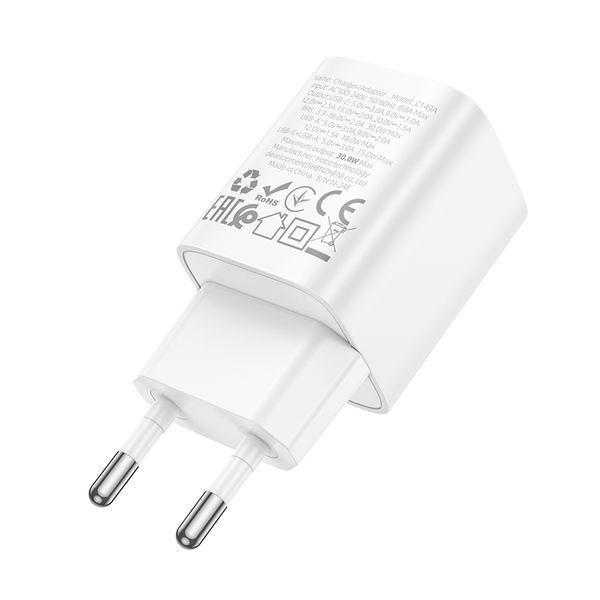 Сетевое зарядное устройство для HOCO C149A Charm PD30W+QC3.0 charger (EU) White
