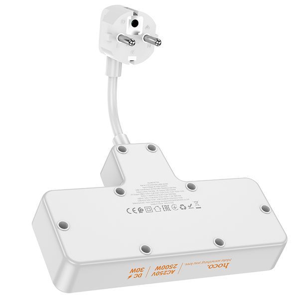 Сетевой фильтр HOCO AC12A Reise 2-position expansion socket(PD30W/1C3A) (8.5 cm) White