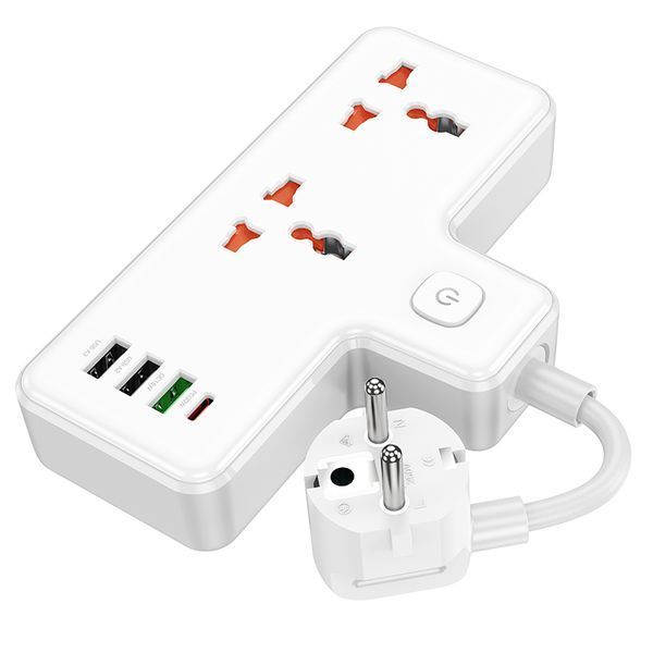 Сетевой фильтр HOCO AC12A Reise 2-position expansion socket(PD30W/1C3A) (8.5 cm) White