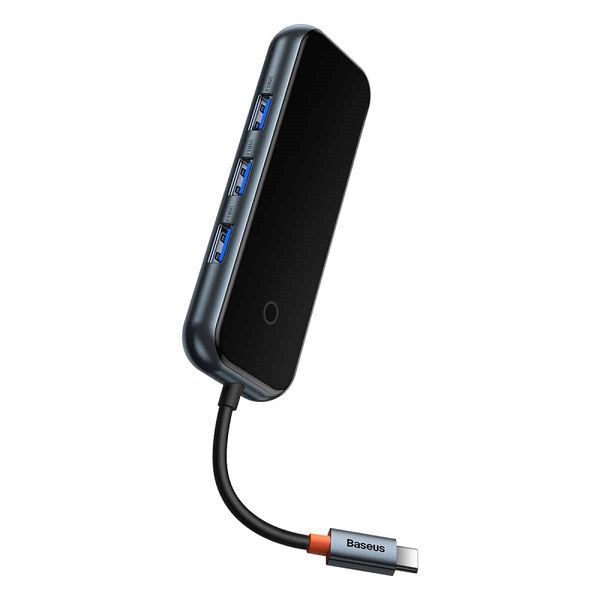 USB-хаб Baseus AcmeJoy 4-Port Type-C HUB Adapter（Type-C to USB3.0*3+Type-C PD&Data *1）Dark Gray