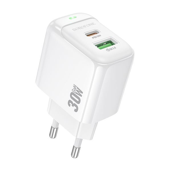 Сетевое зарядное устройство для BOROFONE BAS45A Potential PD30W+QC3.0 charger(EU) White