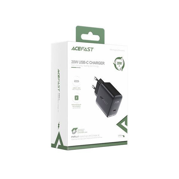 Сетевое зарядное устройство для ACEFAST A1 PD20W single USB-C charger Black