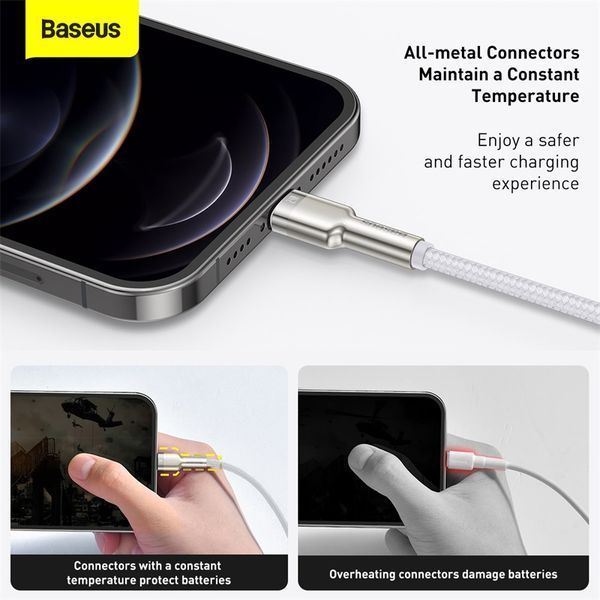 Кабель Baseus Cafule Series Metal Data Cable USB to IP 2.4A 2m White