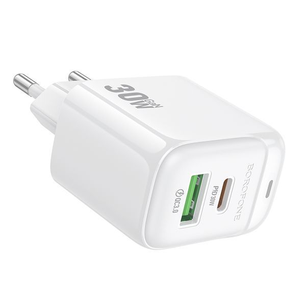 Сетевое зарядное устройство для BOROFONE BAS45A Potential PD30W+QC3.0 charger(EU) White