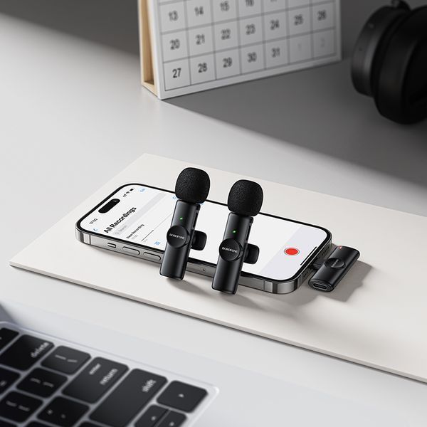 Бездротова мікрофонна система BOROFONE BFK16A Winner dual-mic (Lightning) Black
