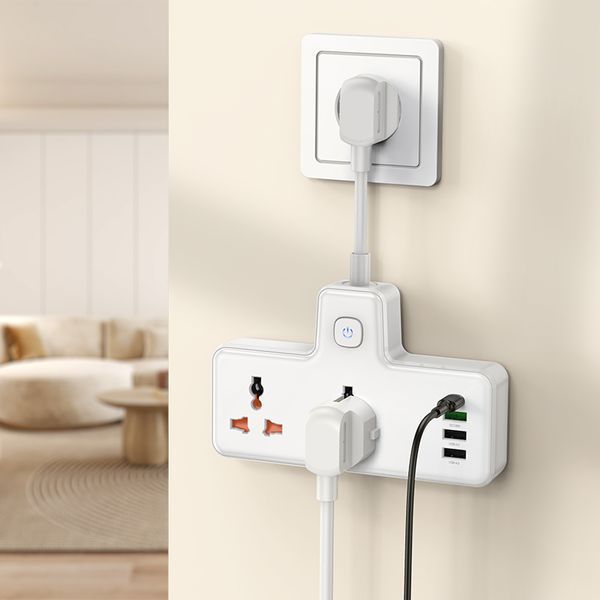 Сетевой фильтр HOCO AC12A Reise 2-position expansion socket(PD30W/1C3A) (8.5 cm) White