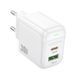 Сетевое зарядное устройство для BOROFONE BAS45A Potential PD30W+QC3.0 charger(EU) White