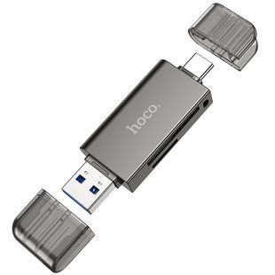 Кардрідер HOCO HB39 USB/Type-C 3.0 high-speed card reader Metal Gray