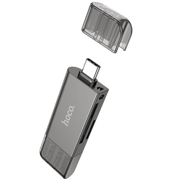 Кардидер HOCO HB39 USB/Type-C 3.0 High-Speed ​​Card Reader Metal Gray