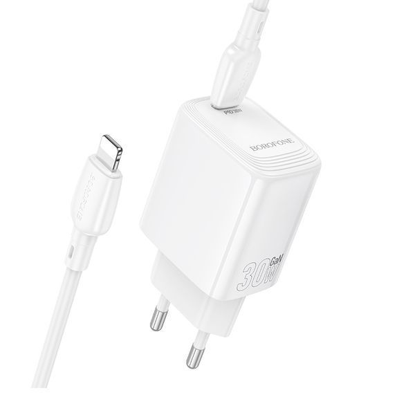 Мережевий зарядний пристрій BOROFONE BN28 Fuente single port PD30W charger (EU) White