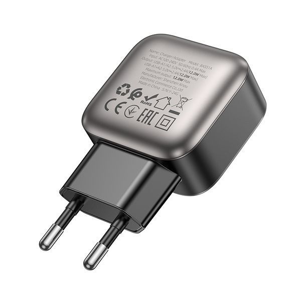 Сетевое зарядное устройство BOROFONE BAS51A Absolute dual-port charger Black