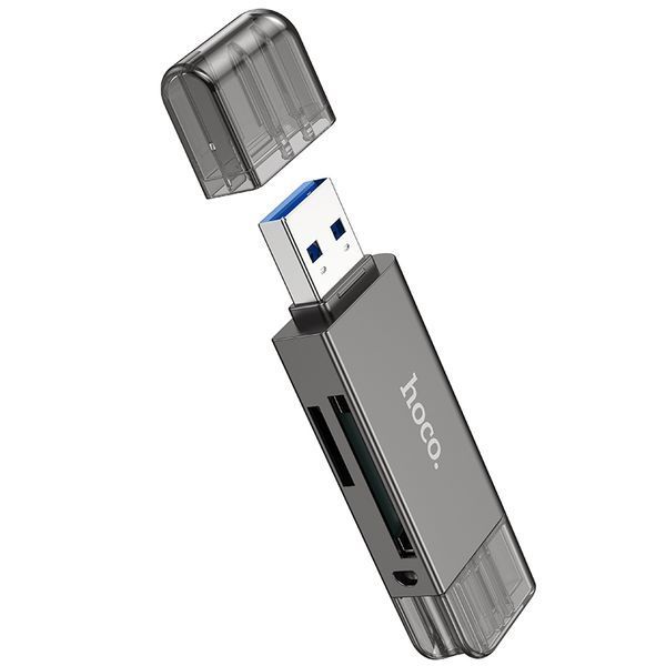 Кардидер HOCO HB39 USB/Type-C 3.0 High-Speed ​​Card Reader Metal Gray