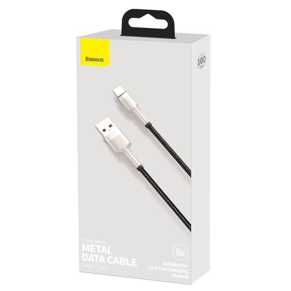 Кабель Baseus Cafule Series Metal Data Cable USB to Type-C 66W 1m Black