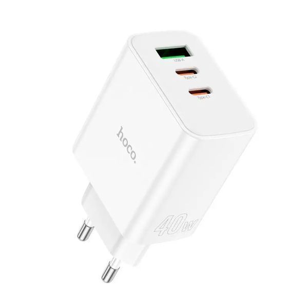 Сетевое зарядное устройство HOCO C126A Pure power PD40W three-port(2C1A) charger White
