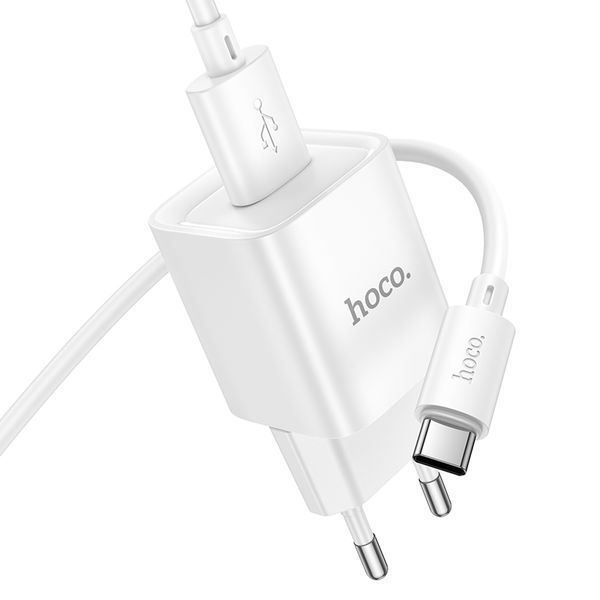 Сетевое зарядное устройство с кабелем HOCO C145A 18W Charm single port QC3.0 charger set(Type-C) White