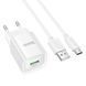 Мережевий зарядний пристрій з кабелем HOCO C145A Charm single port QC3.0 charger set(Type-C) White