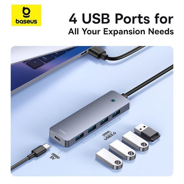 USB-хаб Baseus UltraJoy Series 4-Port HUB Lite 50cm Space Grey (USBA to USB3.0*4+Type-C5V)