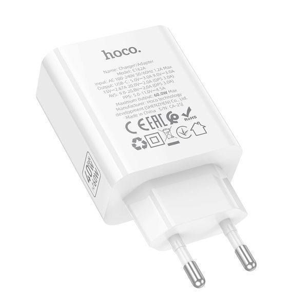 Сетевое зарядное устройство для HOCO C162A Source single port PD40W charger(EU) White
