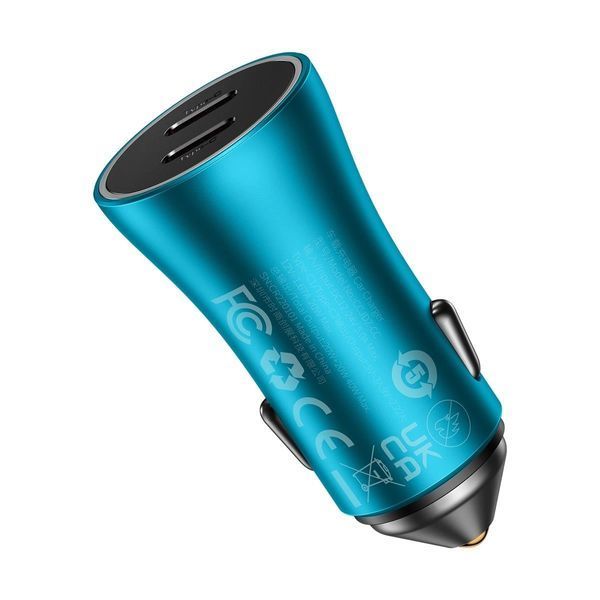 Автомобільний зарядний пристрій Baseus Golden Contactor Pro Dual Fast Charger Car Charger C+C 40W Blue