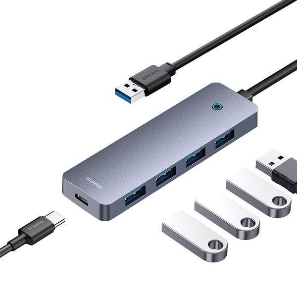 USB-хаб Baseus UltraJoy Series 4-Port HUB Lite 50cm Space Grey (USBA to USB3.0*4+Type-C5V)