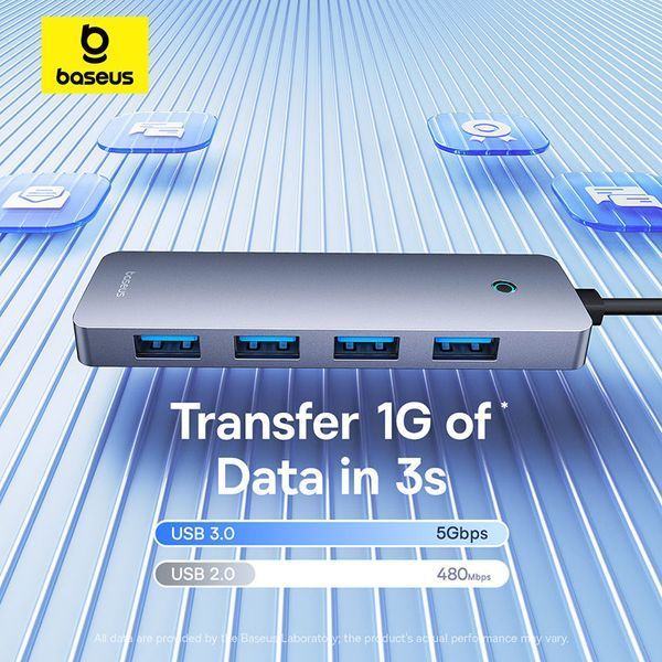 USB-хаб Baseus UltraJoy Series 4-Port HUB Lite 50cm Space Grey (USBA to USB3.0*4+Type-C5V)